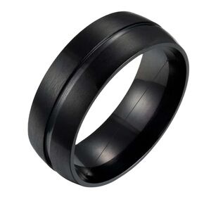 Men’s Black Stainless Steel 8mm Band Ring Size 10 Wedding Band